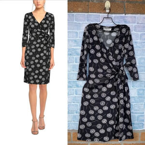 CHIARA BONI LA PETITE ROBE Abstract Dandelion Flowers Pattern wrap dress 42/6